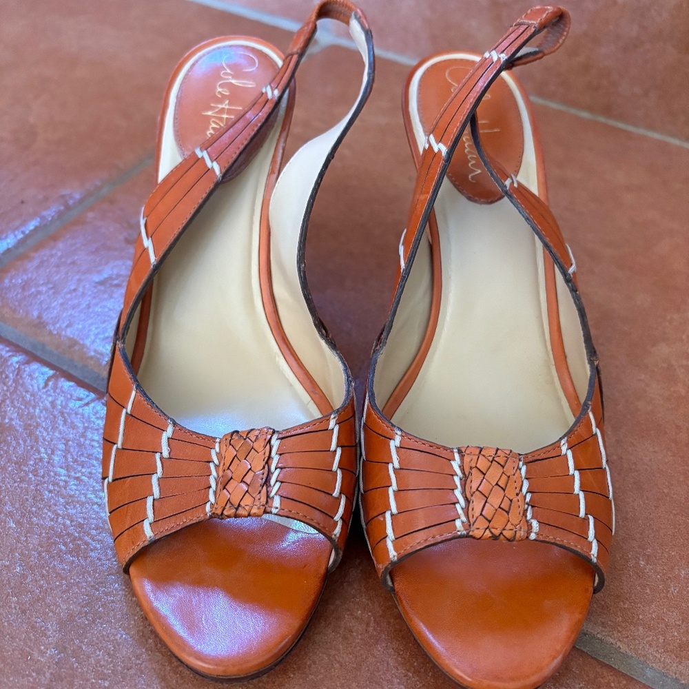 Cole Haan Nike Air Leather Slingback Heels Size 8.5B